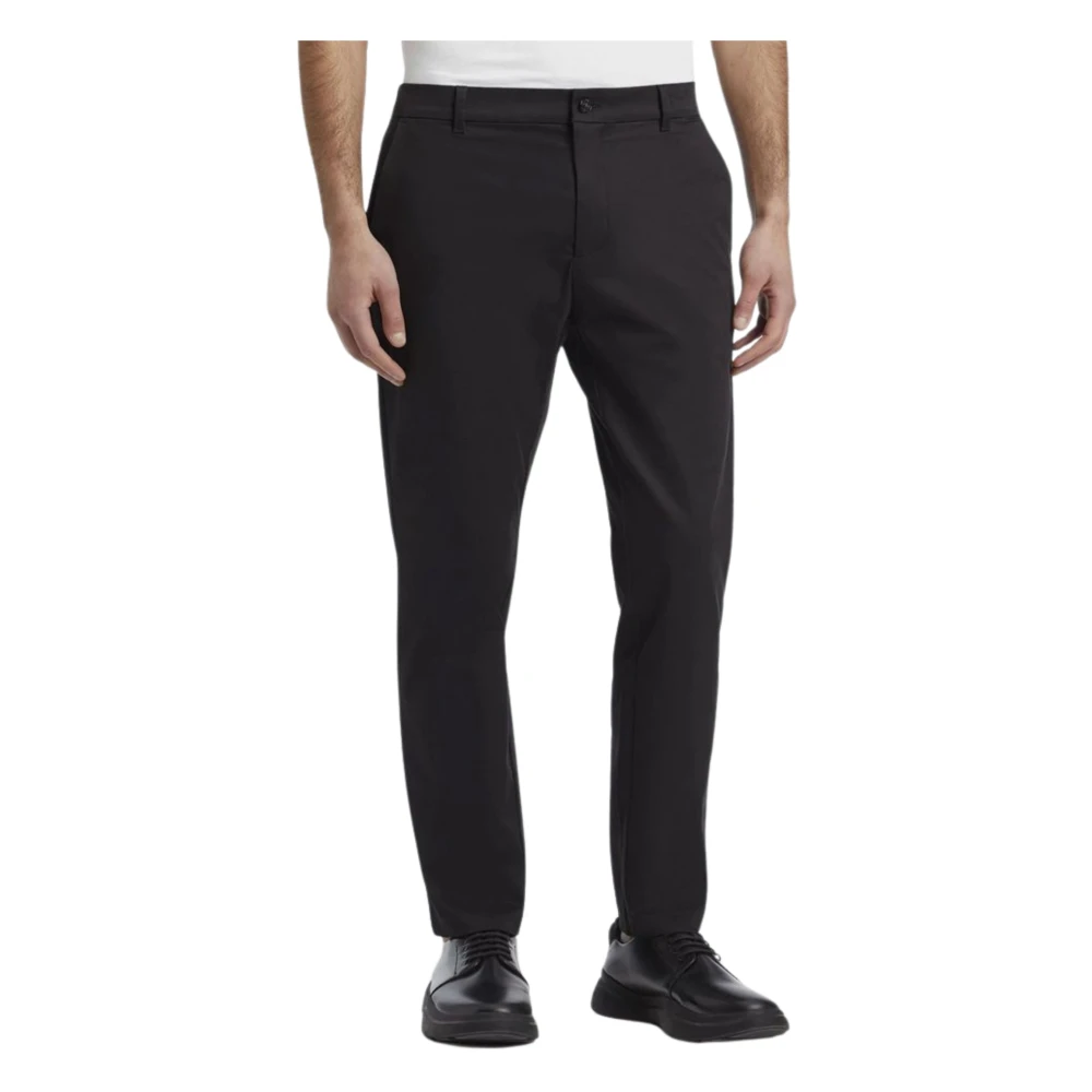 Calvin Klein Zwarte Sateen Elastische Broek Black Heren