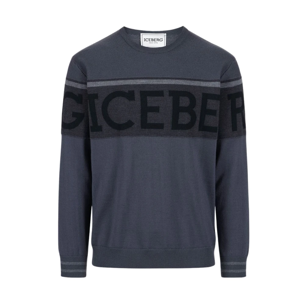 Iceberg Wollen trui met logo Gray Heren