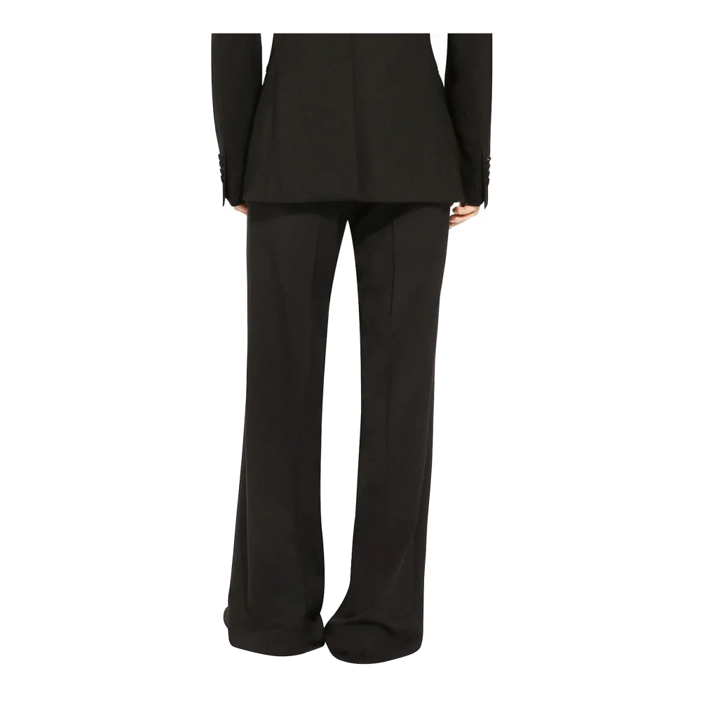 Dolce & Gabbana Stretch Wol Rechte Broek Black Heren