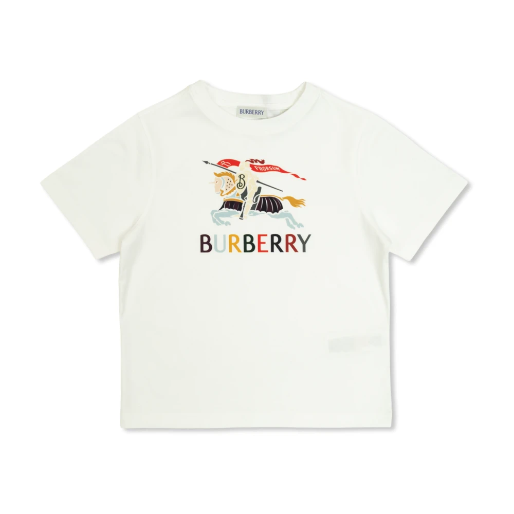 Burberry Unisex Kids White Kids Short Sleeve T-Shirts, 18 M, T-Shirt With Logo