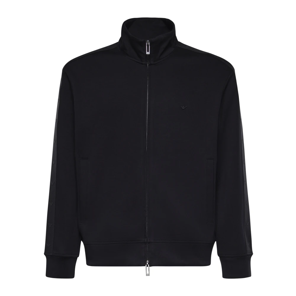 Emporio Armani Herr Blå Sweatshirts & Hoodies M, Bomull, Stretch Double Jersey Sweatshirt