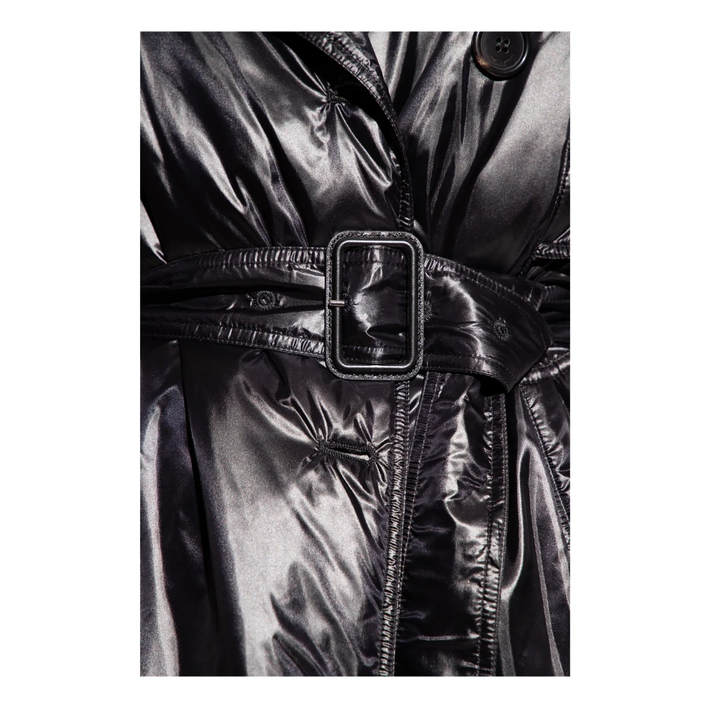 Saint Laurent Lichtgewicht Gewatteerde Jas met Ceintuur Black Dames