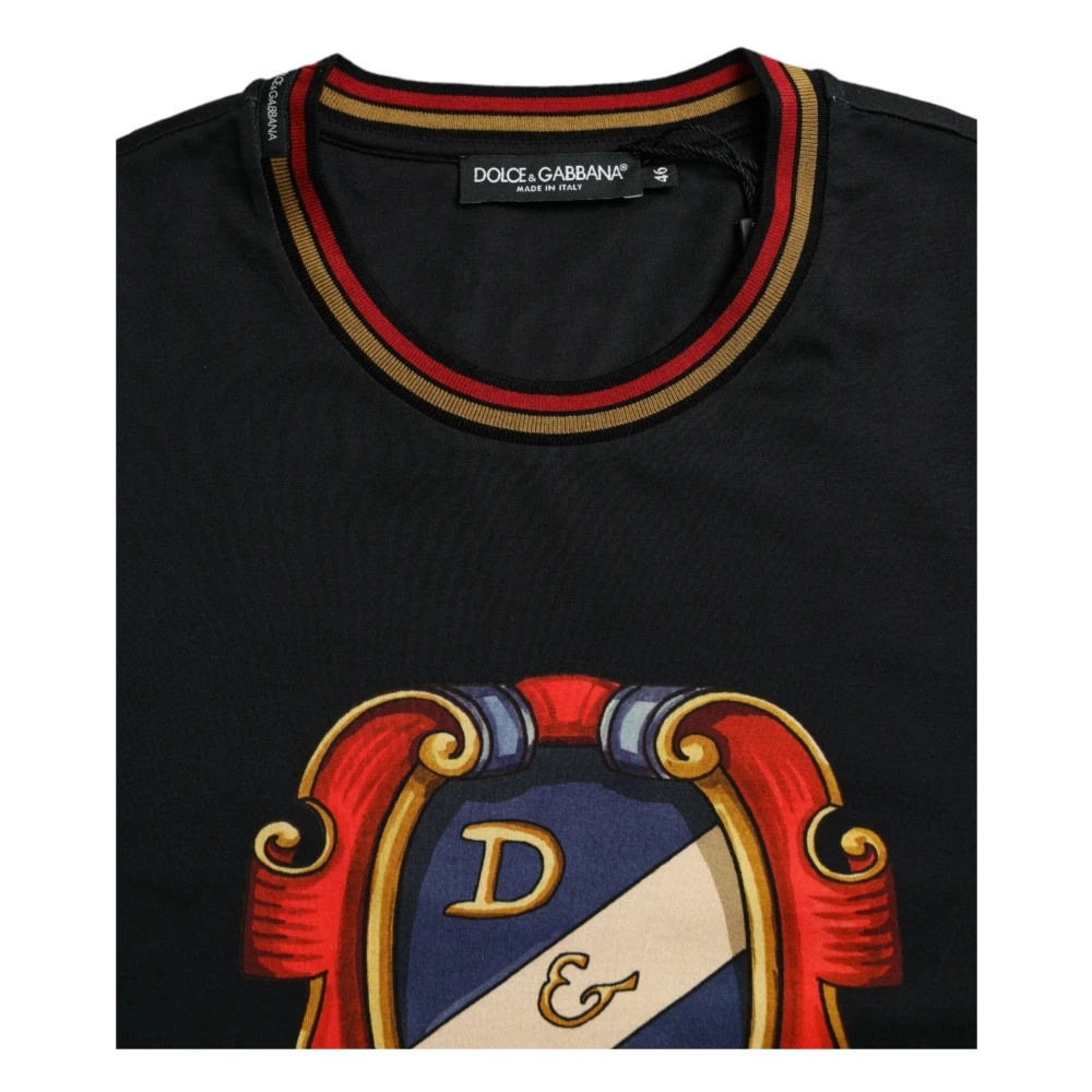 Dolce & Gabbana Zwart Logo Print Crew Neck T-shirt Black Heren