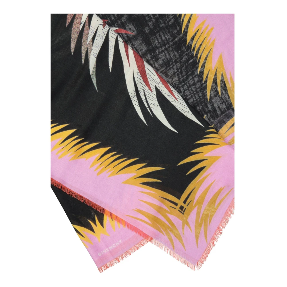 Givenchy Cashmere Zijde Vierkante Sjaal met Franjes Multicolor Dames