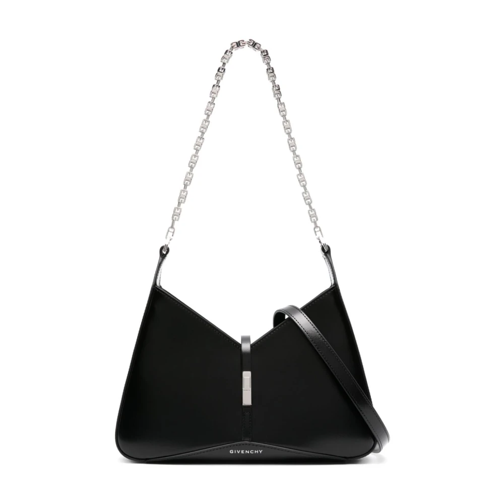 Givenchy Svart läder V-Cut väska med signatur 4G-motiv och G Cube-kedja Black, Dam
