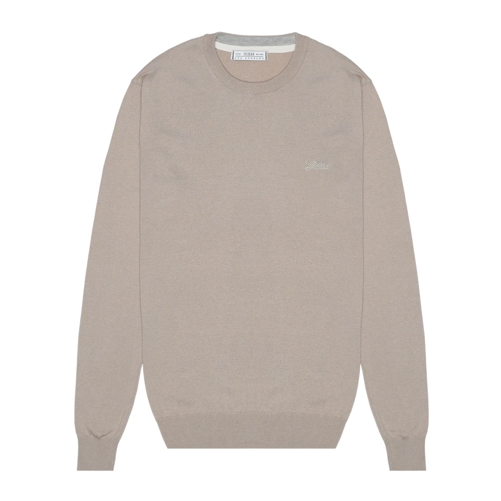 Guess Beige Daniel Cn Ls Basic Jumper - Male - Round-Neck Knitwear - M - Knitwear