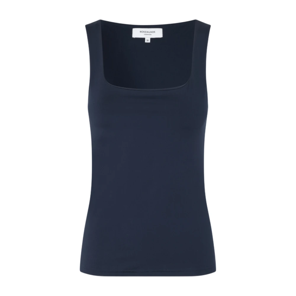 Rosemunde Blå Square Neck Top Blue, Dam