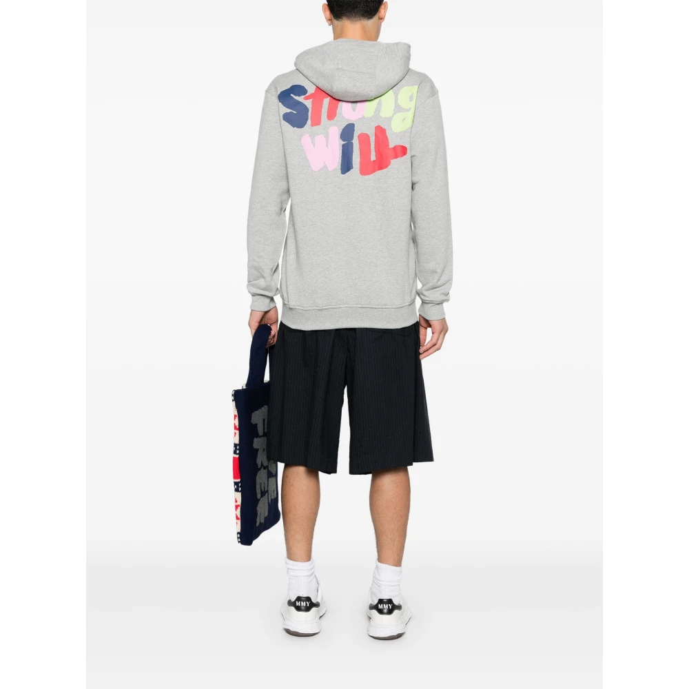 Comme des Garçons Slogan-Print Hoodie met Franse terry voering Gray Heren