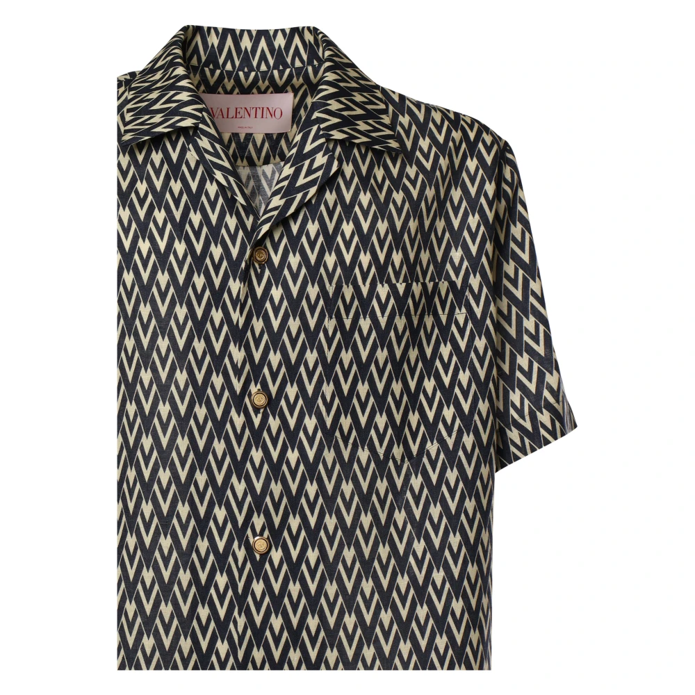 Valentino Garavani Gedrukte Boxy Fit Katoenen Overhemden Black Heren
