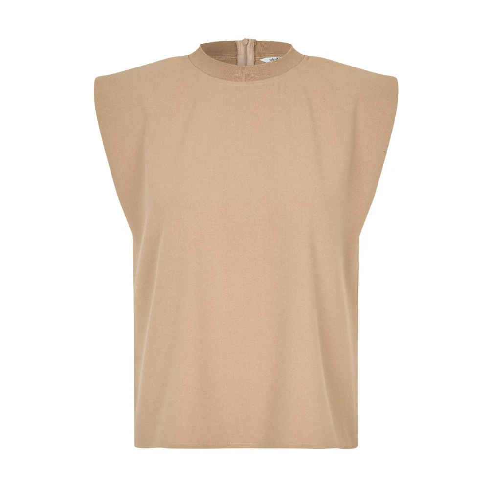 MbyM Beige Mouwloze Top met Schoudervullingen Beige Dames