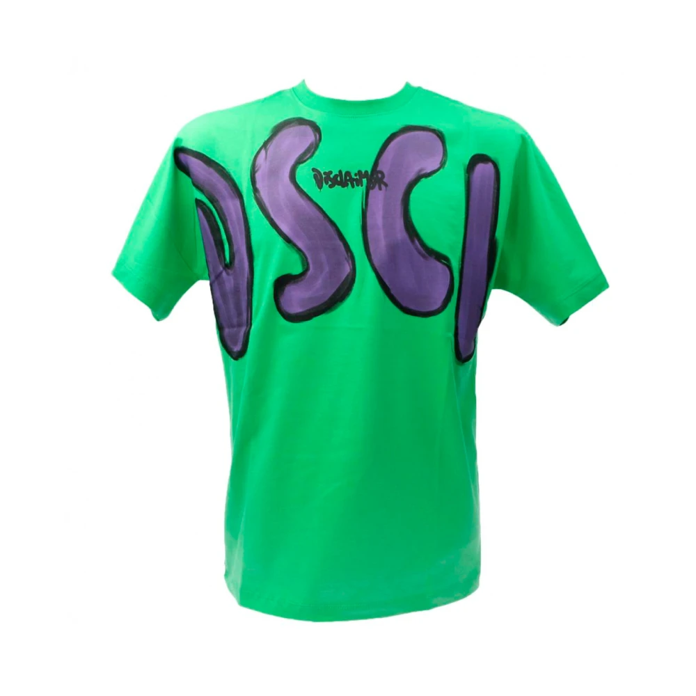 Disclaimer Casual Mode T-shirt met Front Print Green Heren