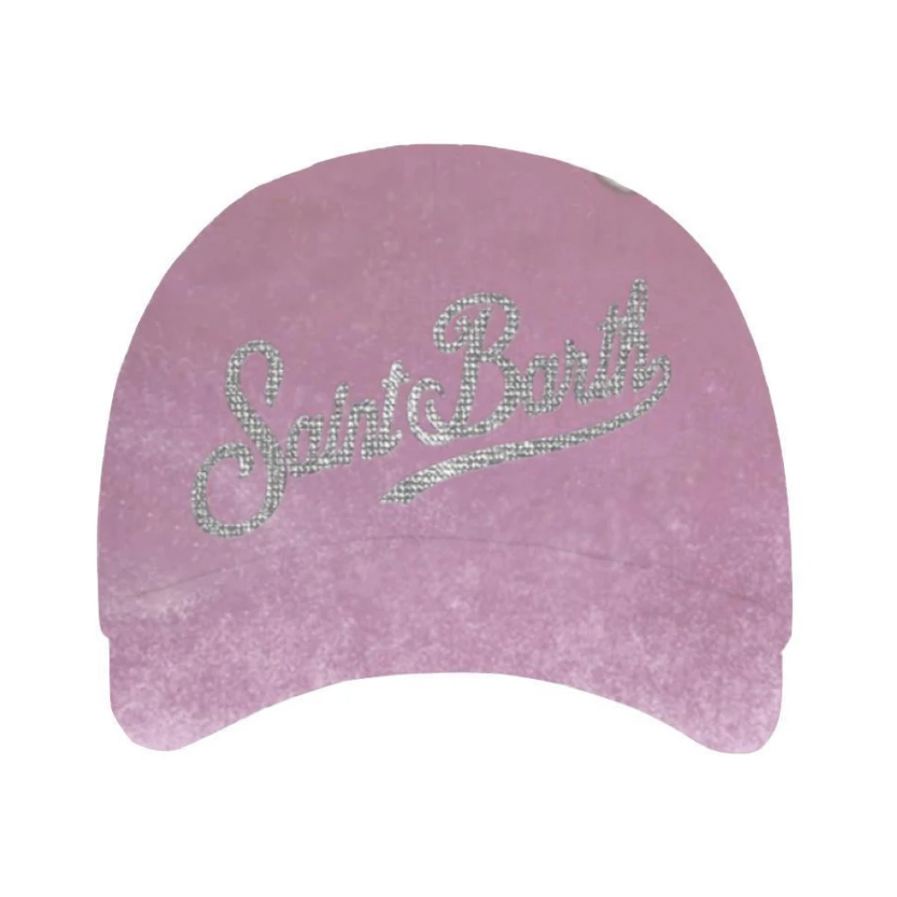 MC2 Saint Barth Fluwelen Baseballpet met Strass Schrift Pink Dames