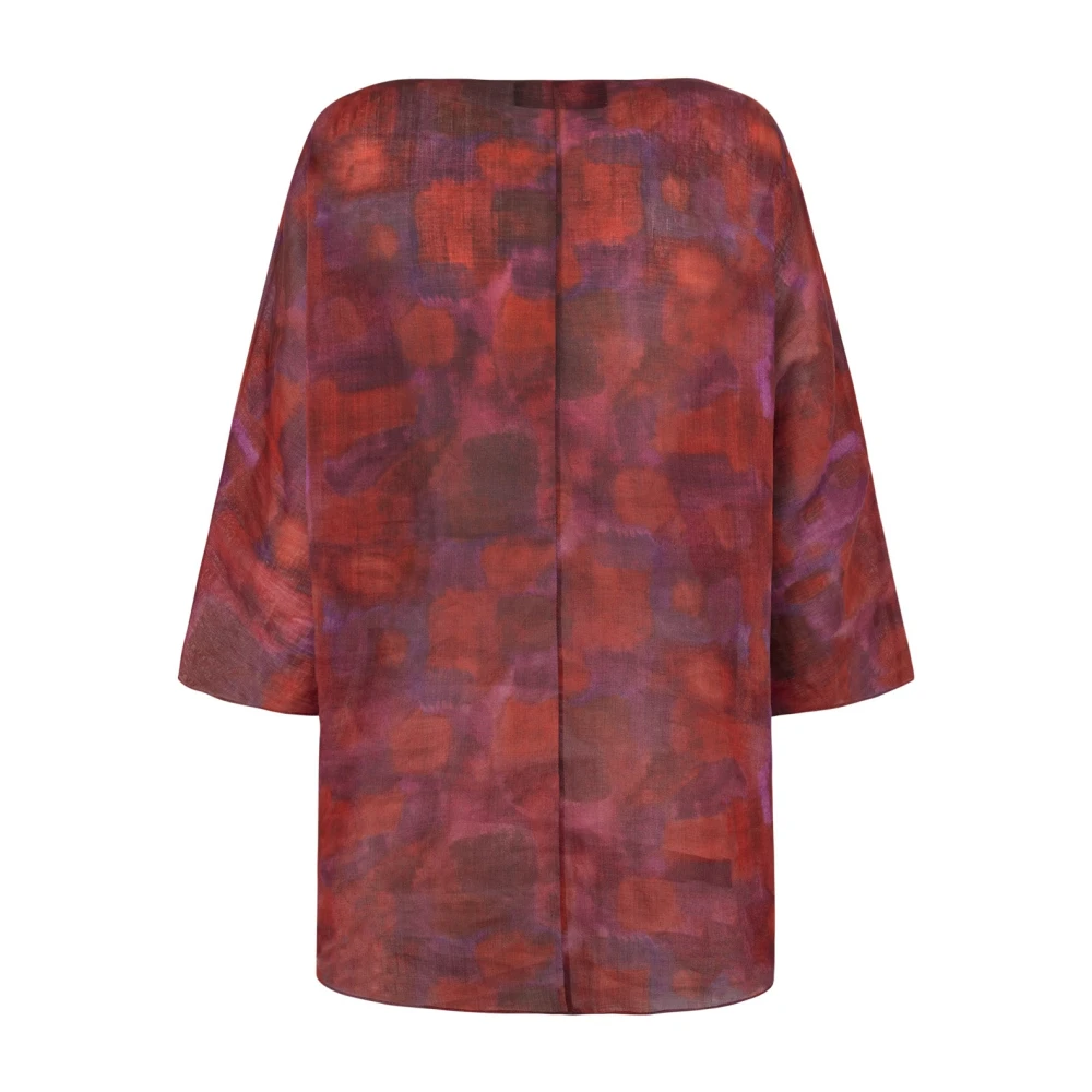 Cortana Aquarel Print V-Hals Blouse Red Dames