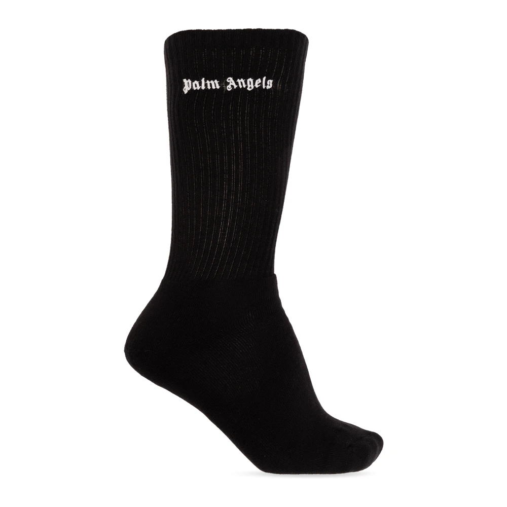 Palm Angels Mænd Sort Undertøj, Herre,, Bomuld, Rillede Sokker Medium