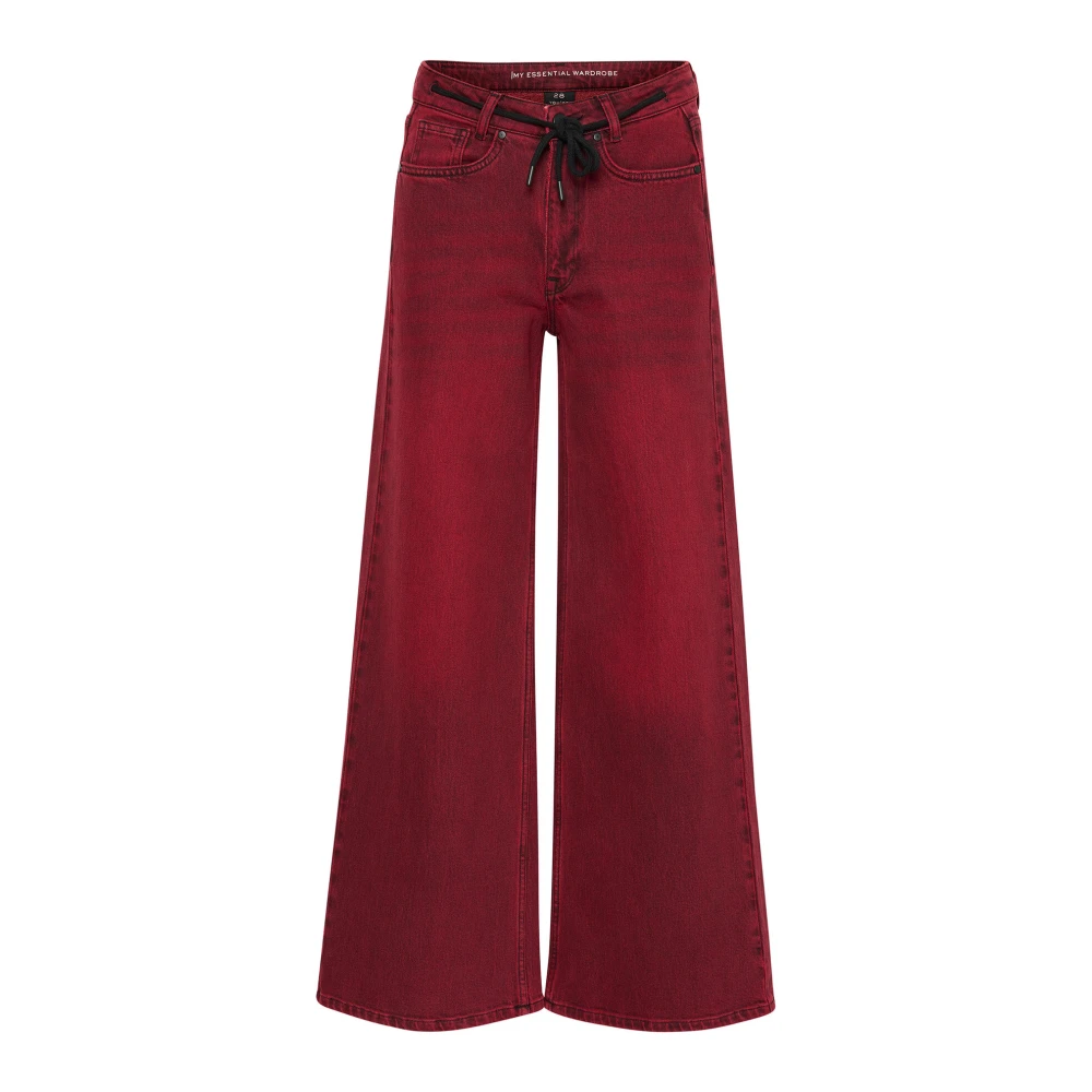 My Essential Wardrobe Wijde Pijp Burgundy Red Wash Broek Red Dames