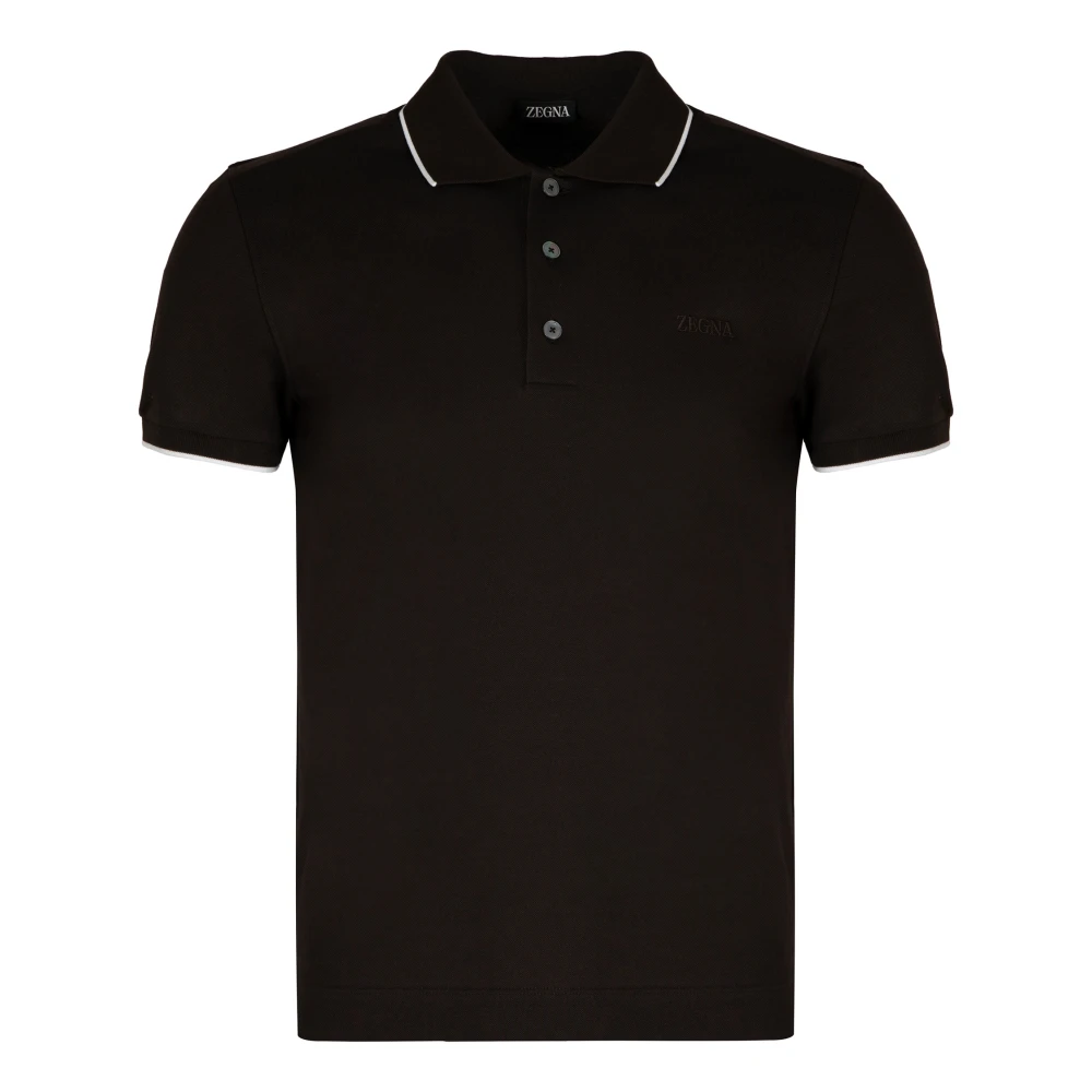 Zegna Men's Brown Polo Shirts, Xl, Cotton-Piqué Polo Shirt