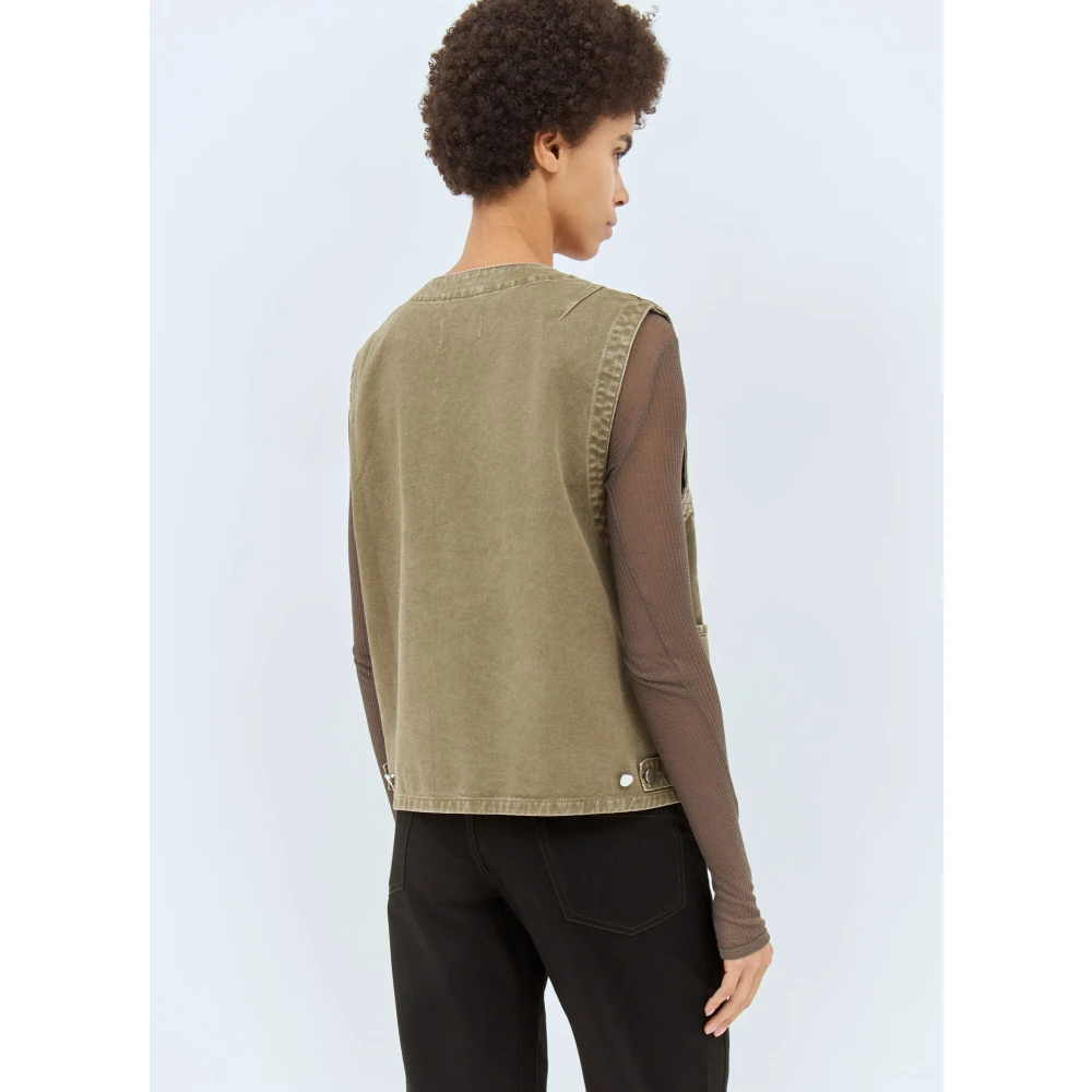 Lemaire V-hals Denim Vest met Zakken Green Dames