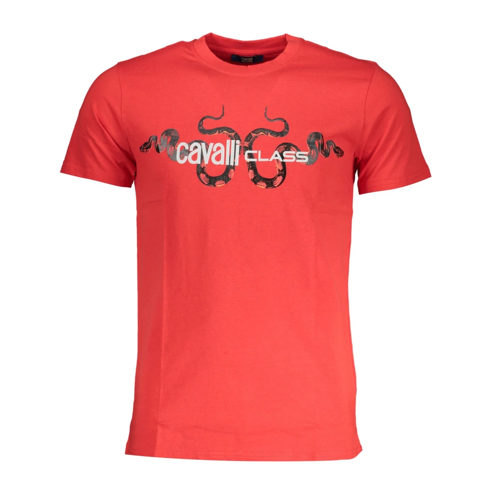 Cavalli Class Rode T-shirt met korte mouwen en logo Red Heren