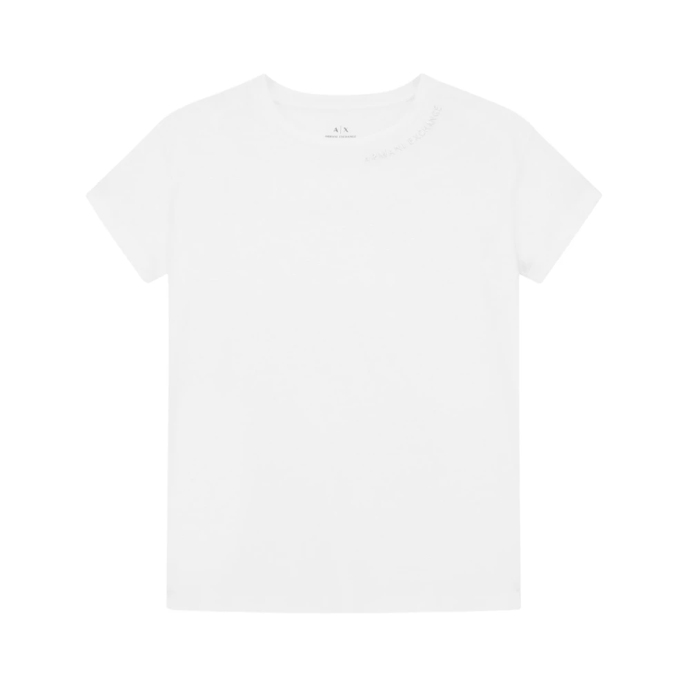 Armani Exchange Vrouw Wit Tops Dames, S, Katoen, Te Katoenen T-Shirt Met Korte Mouwen