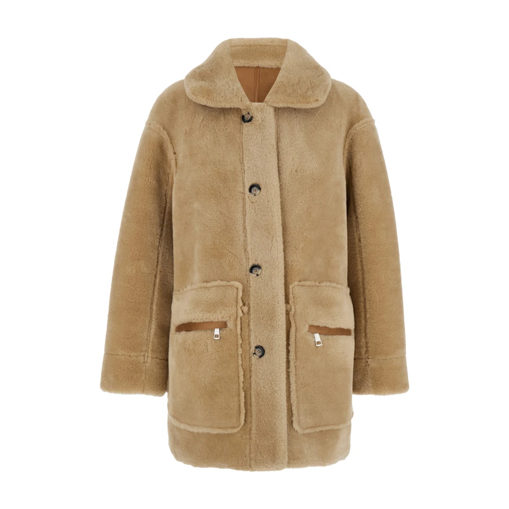 Urbancode Beige Merino Look Suedette Coat Brown Dames