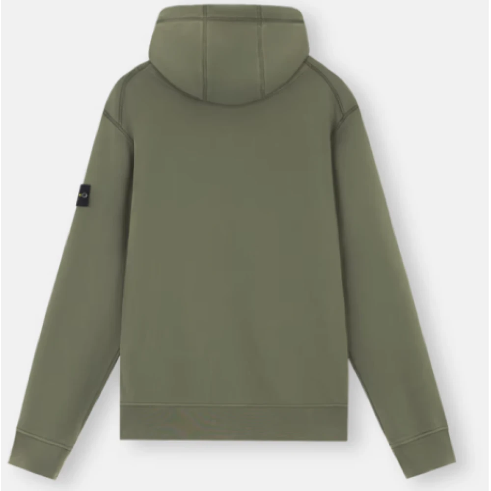 Stone Island Gecapuchonde Katoenen Sweatshirt met Rits Green Heren