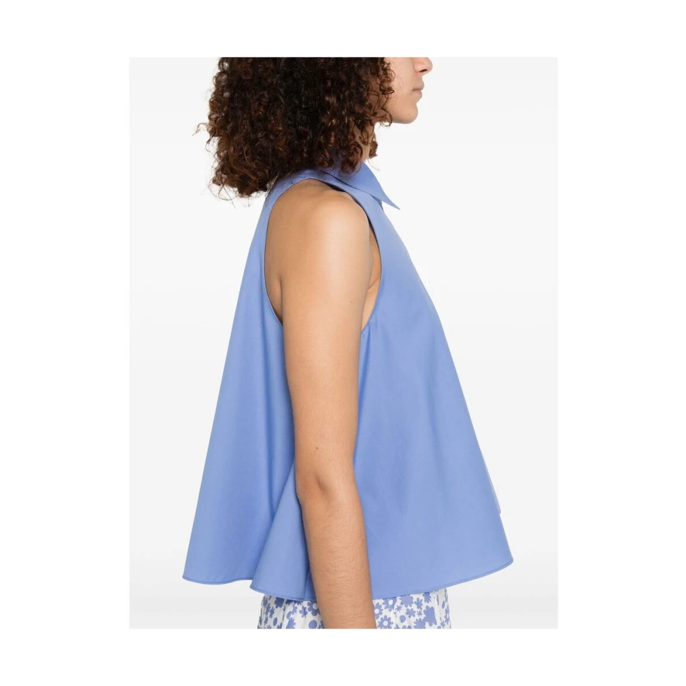 Marni Blauw Mouwloos Geborduurd Overhemd Blue Dames