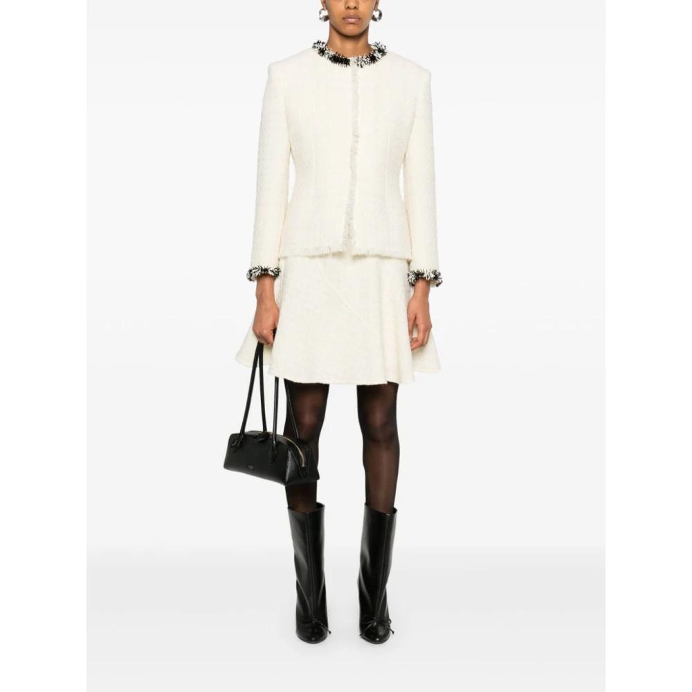 Givenchy Tweed Panel Flared Rok Beige Dames