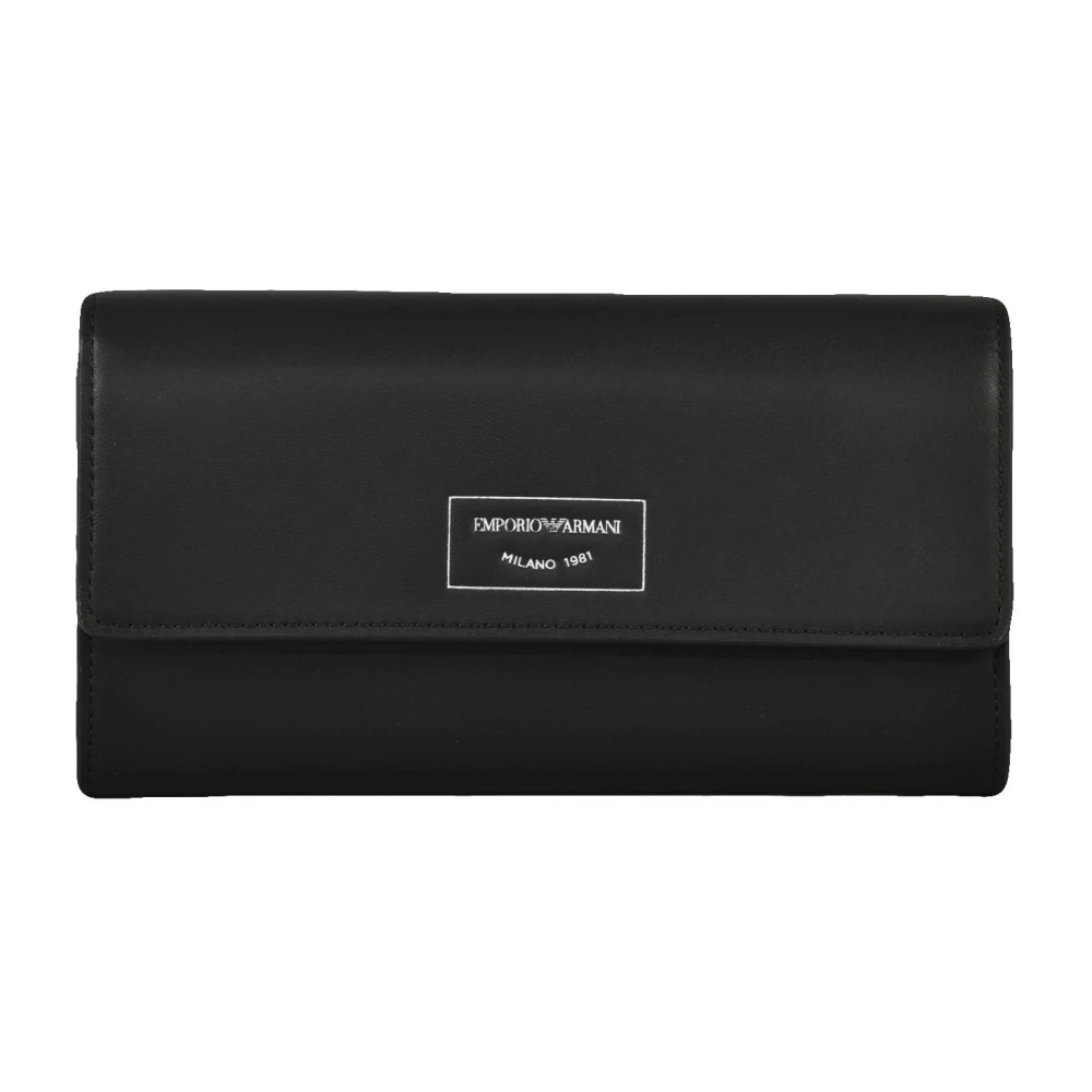 Emporio Armani Leren Portemonnee Black Dames