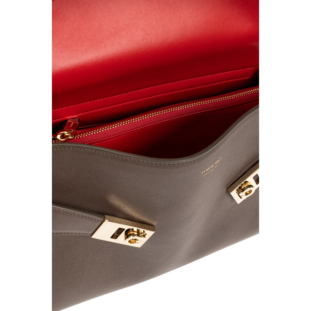 Salvatore Ferragamo Schoudertas Hug Brown Dames