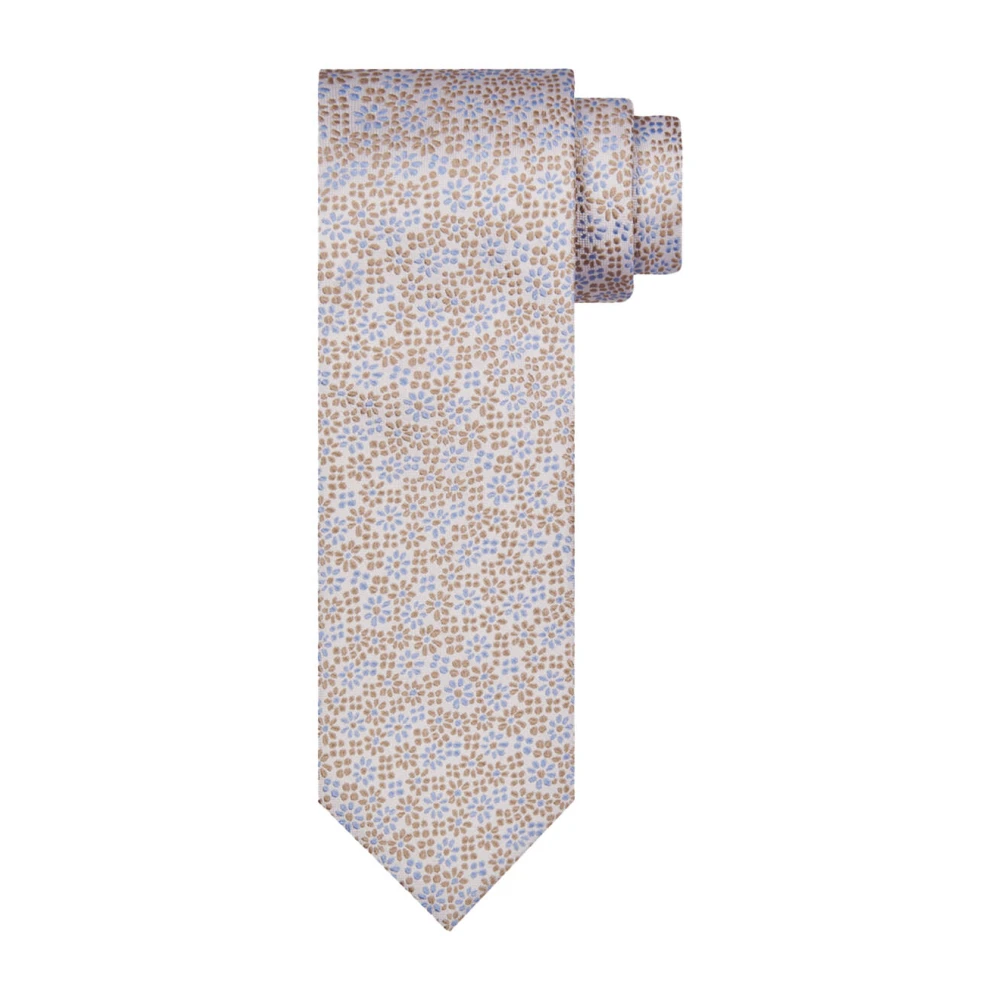 Profuomo Zijden Geweven Beige Stropdas Pink Heren