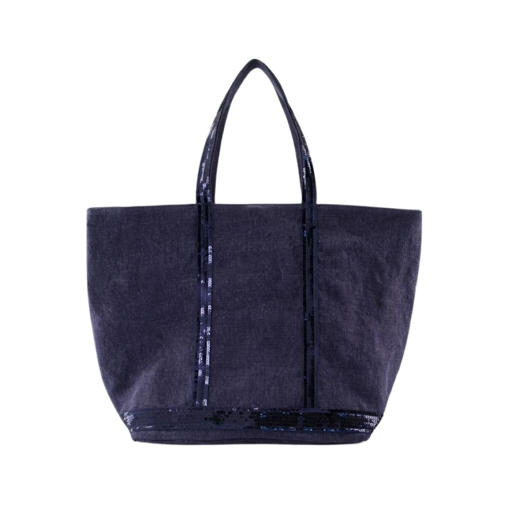 Vanessa Bruno Blauwe Linnen Shopper Tas Dubbel Draagbaar Blue Dames