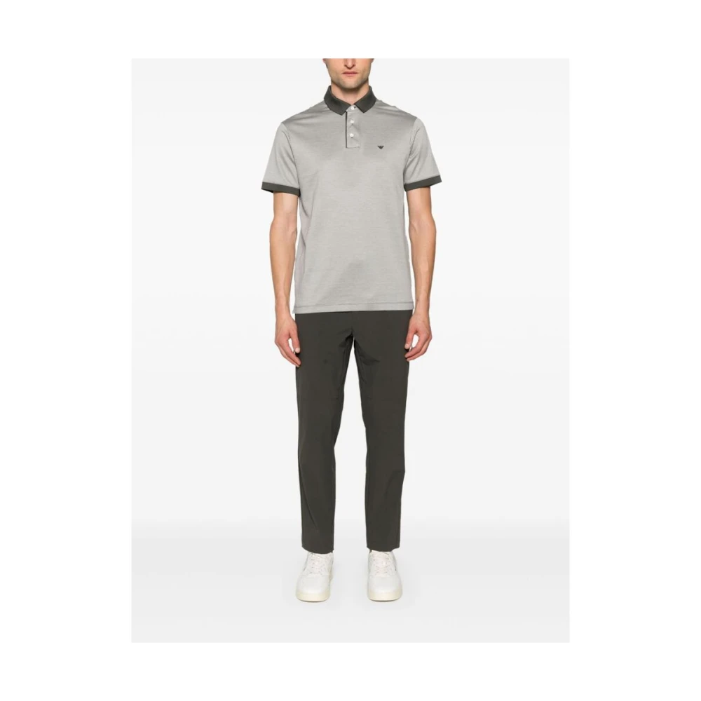 Emporio Armani Groen Gestreept Poloshirt Gray Heren