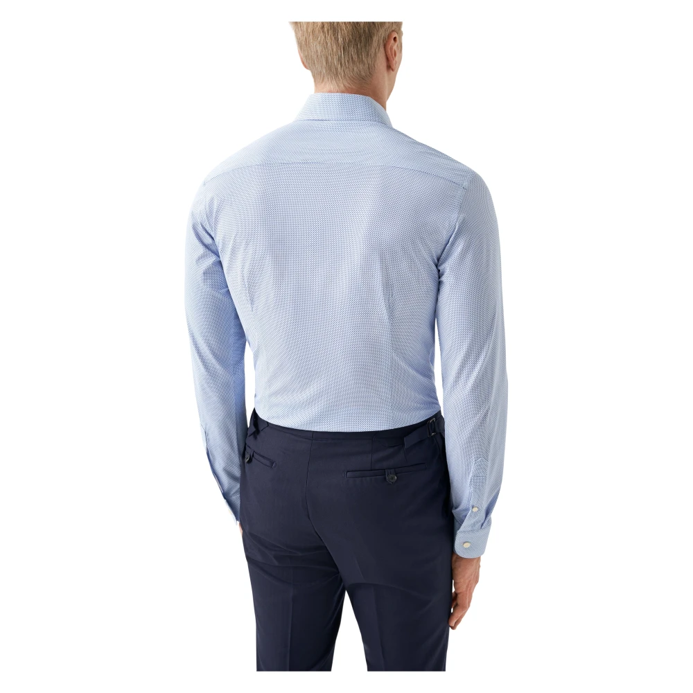 Eton Stretch Slim Fit Microprint Overhemd Blue Heren