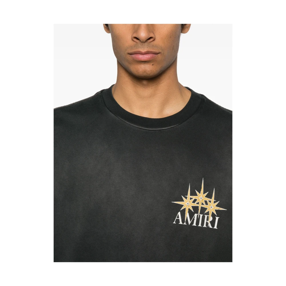 Amiri Zwart Logo Print Crew Neck T-shirt Black Heren