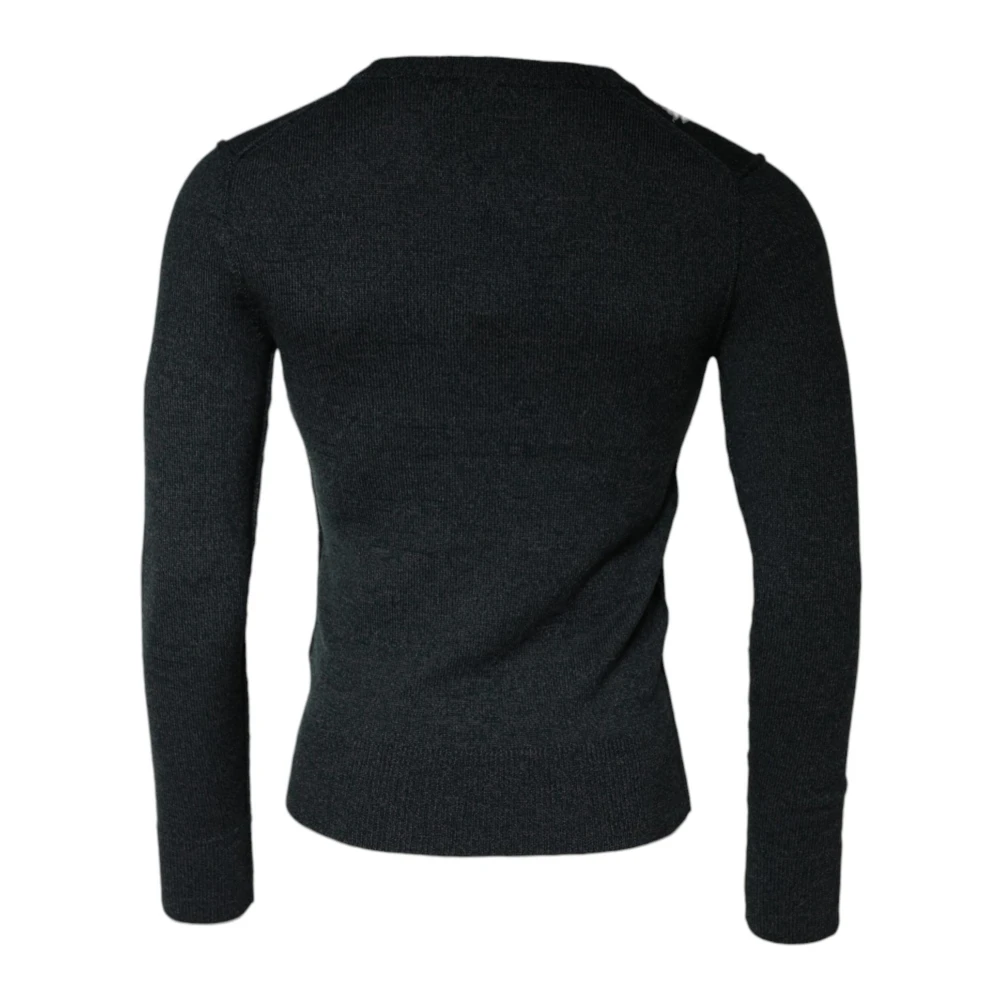 Dolce & Gabbana Grijze Wol Crew Neck Pullover Sweater Gray Heren