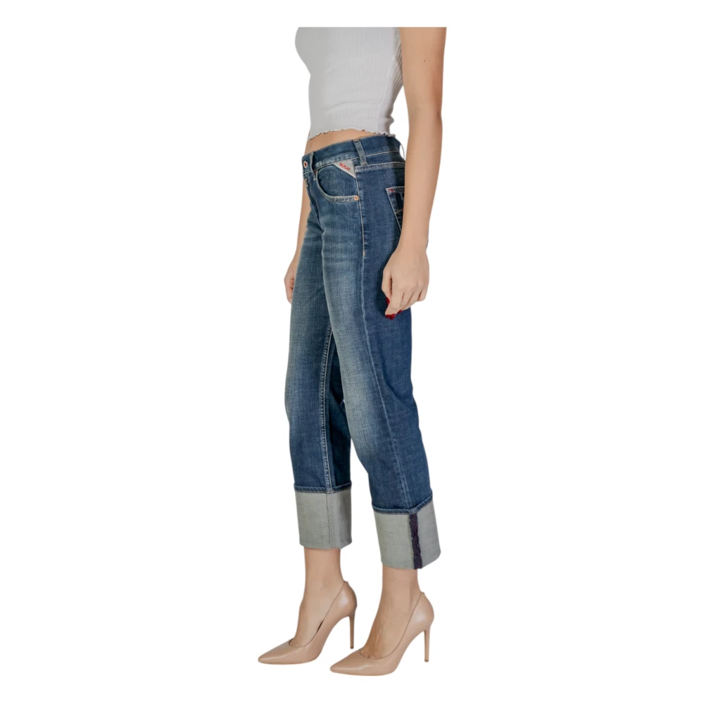 Replay High-Rise Jeans met Worn-Out Effect Blue Dames