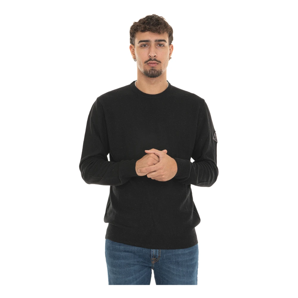 Roy Roger's Ribgebreide Trui met Armmotief Black Heren