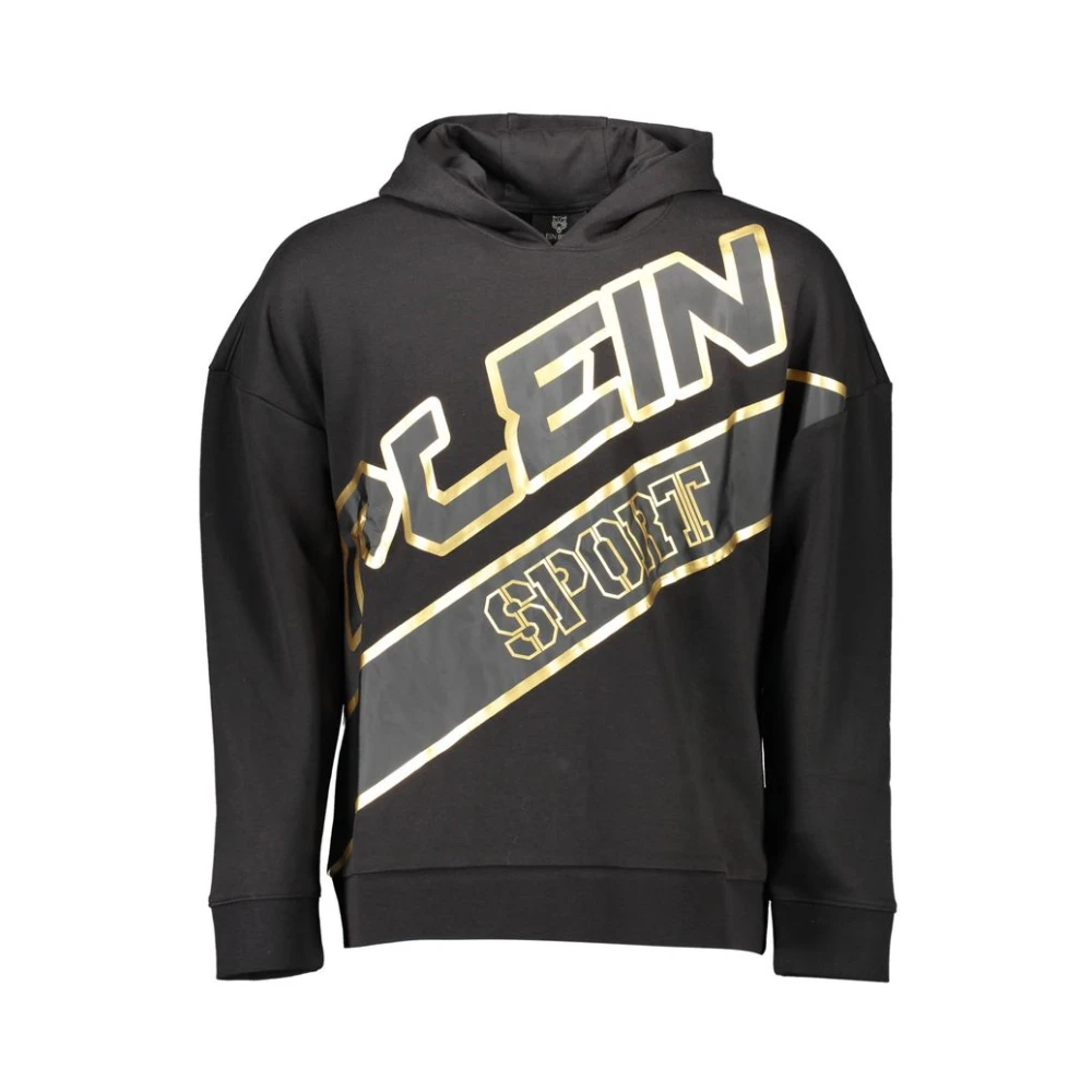 Plein Sport Men's Black Hoodies,, Cotton Jumper With Bold Print Medium
