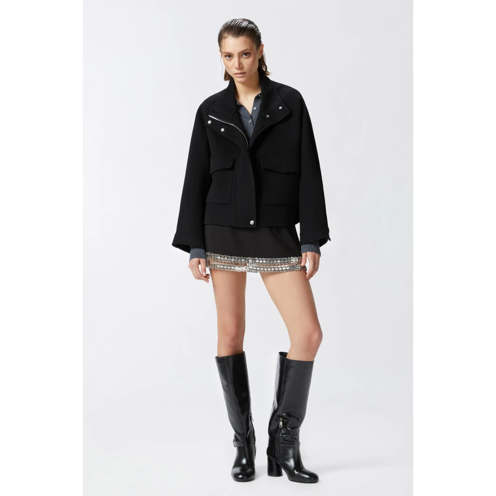 pinko Wollen Caban Jas Black Dames