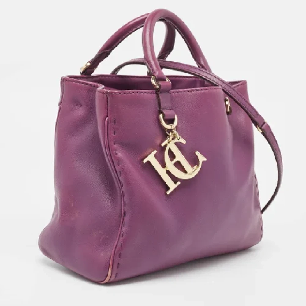 Carolina Herrera Pre-owned Leather totes Purple Dames