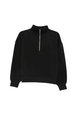 Sweatshirt med halv dragkedja och trattkrage