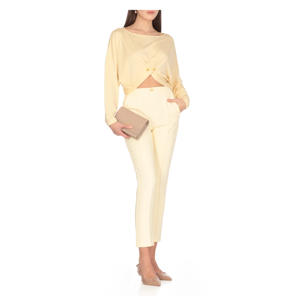 Elisabetta Franchi Gele Crêpe Broek met Voorzakken Yellow Dames