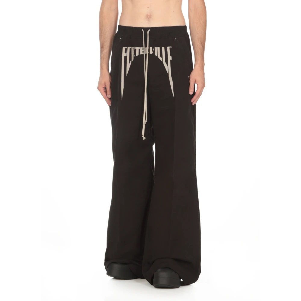 Rick Owens Zwarte Palazzo Broek met Trekkoord Black Heren