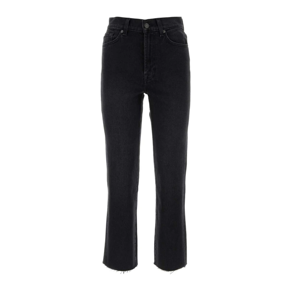7 For All Mankind Logan Stovepipe Jeans in zwart stretch denim Black Dames