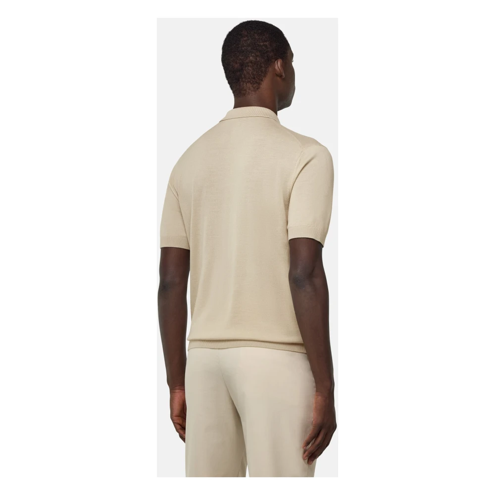 Boggi Milano Gebreide Merino wollen poloshirt Beige Heren