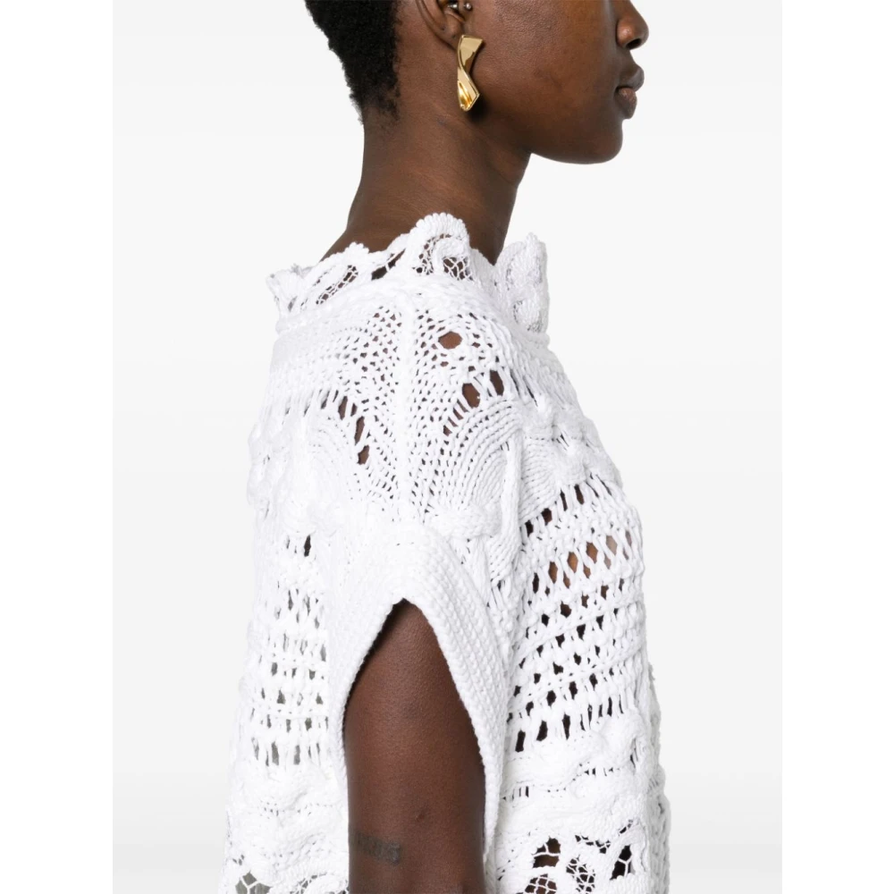 Ermanno Scervino Gehaakte Gebreide Witte Trui Ss25 White Dames