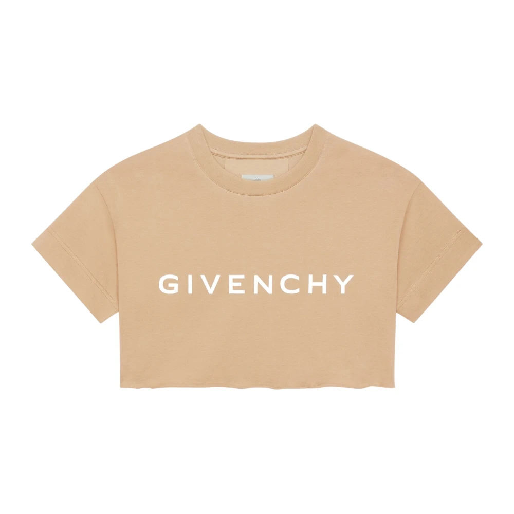 Givenchy Handtekening Print Beige T-shirts en Polos Beige Dames