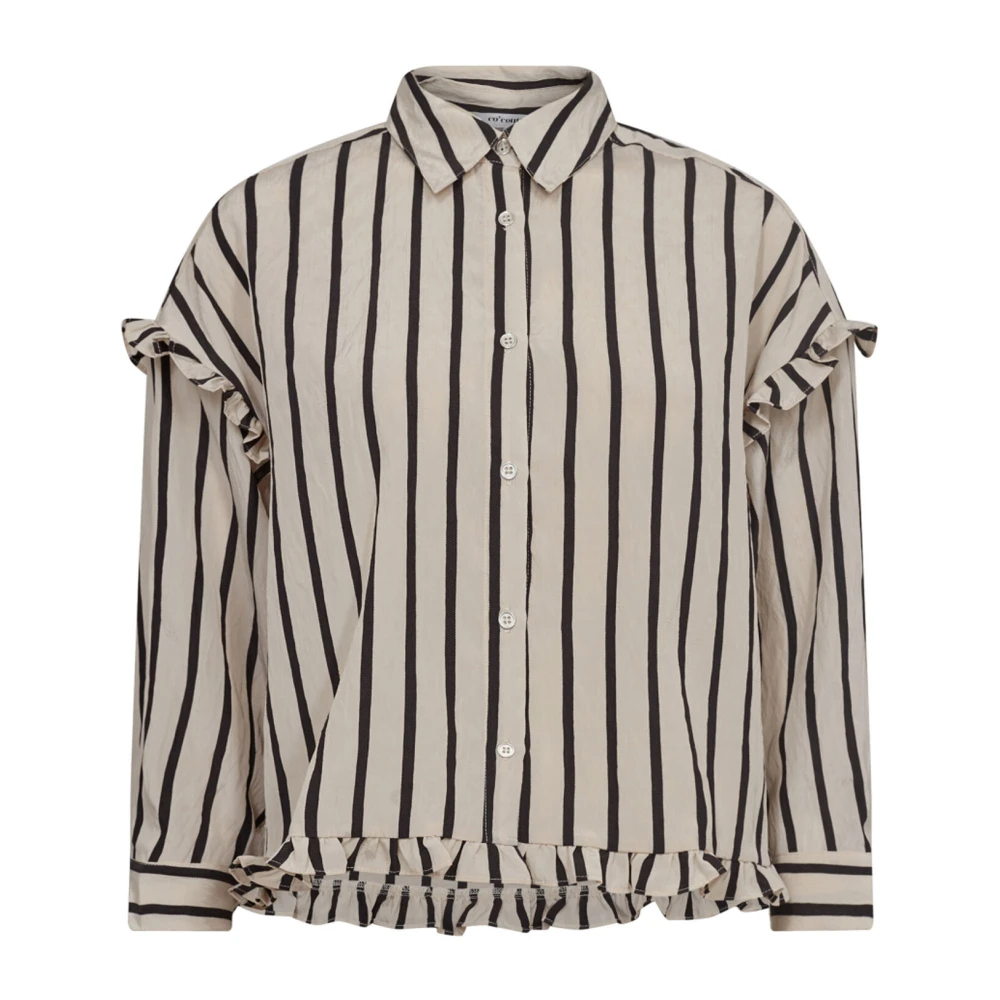 Feminin Frill Bluse med Stripete Print