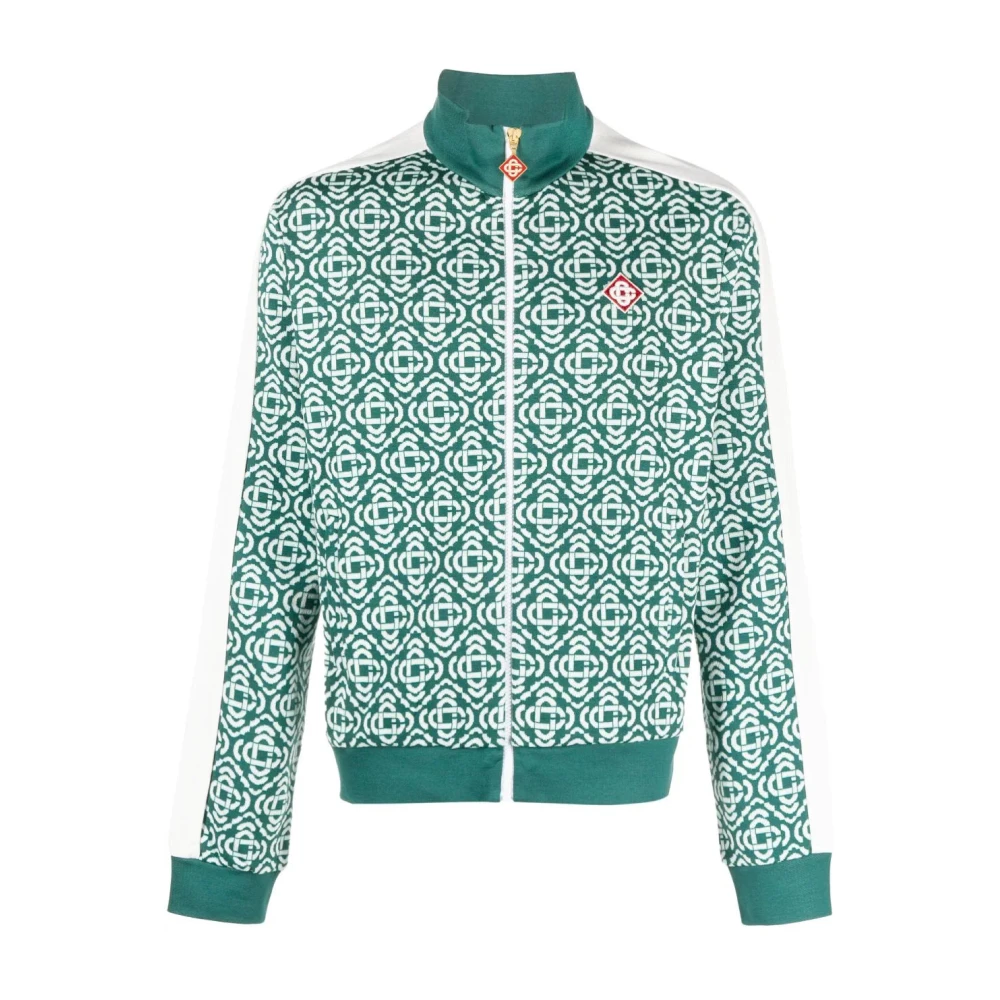 Casablanca Monogram-Jacquard Zip-Up Cardigan Green, Herr