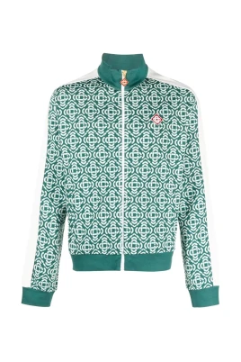 Monogram-Jacquard Zip-Up Cardigan